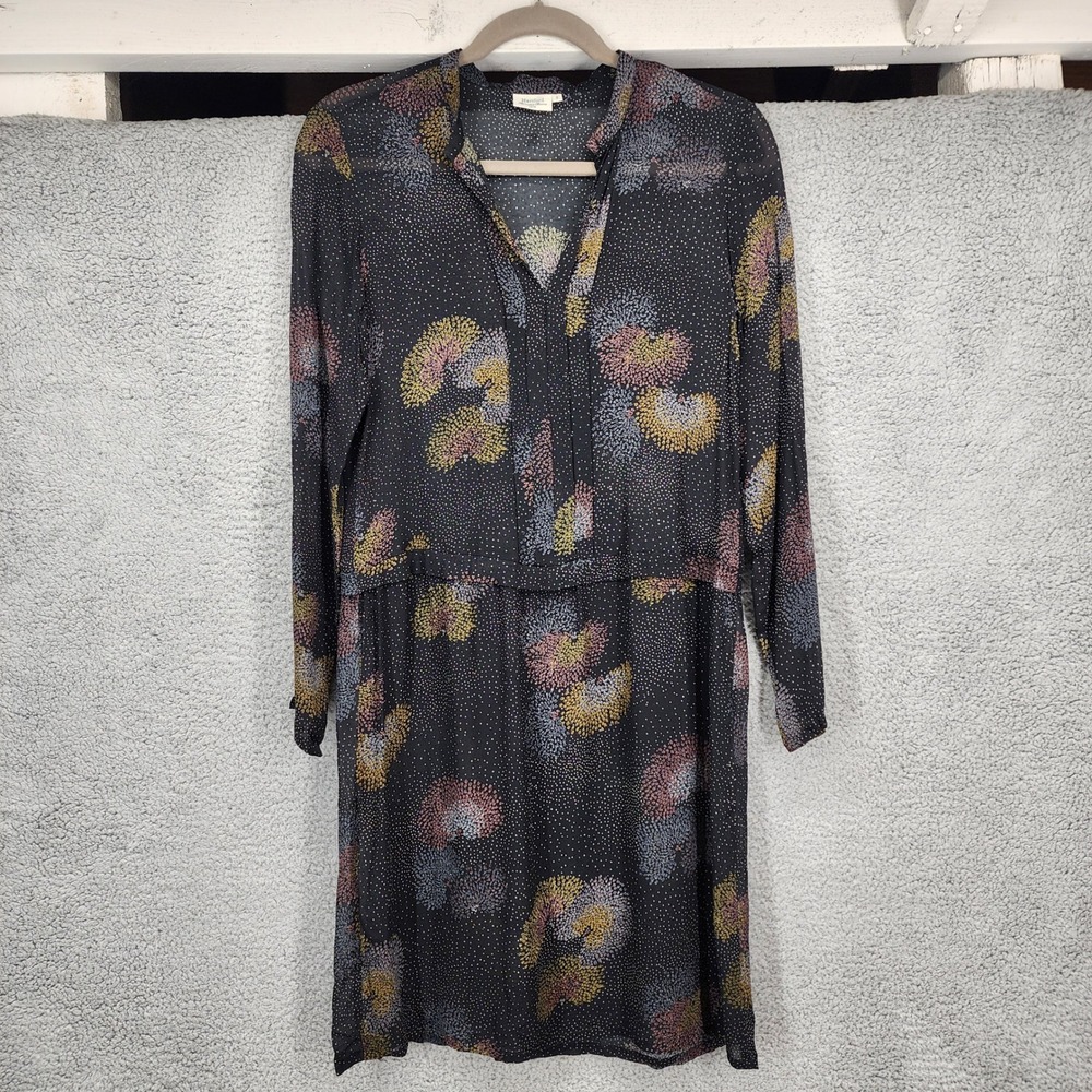 Hartford Alternative Classics Black Dandelion Print Long Sleeve Dress Sz 0 US 2